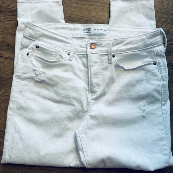 Signature by Levis womens mid rise skinny crop size 8 white - Picture 2 of 5